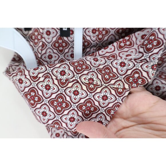 Express Mens 2XL XXL Extra Slim Geometric Tapestry Collared Button Shirt Cotton - Picture 5 of 12